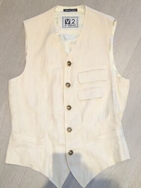Versace V2 Cream Sleeveless Labelled Vest